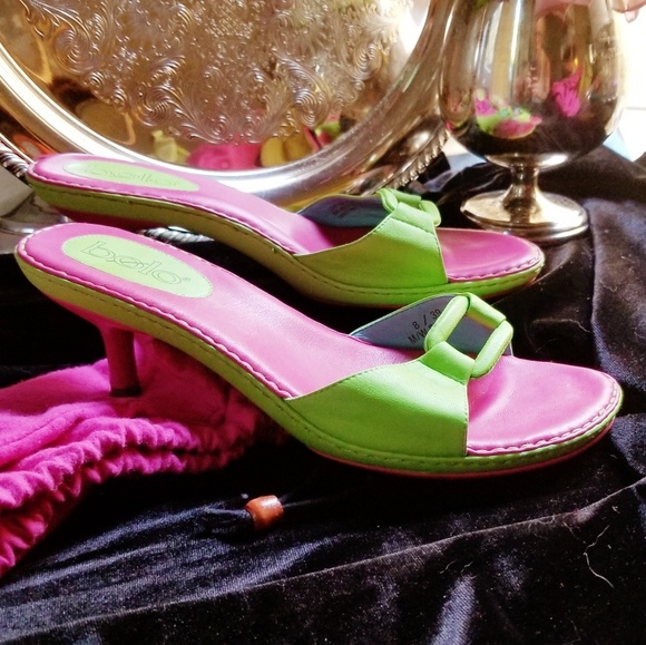 Bølo Shoes - Bølo Apple Green & Fuchsia Slide Sandals 8 EUC